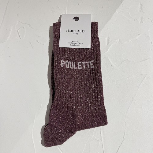 Chaussettes vertes à paillettes pour femme, coton BIO