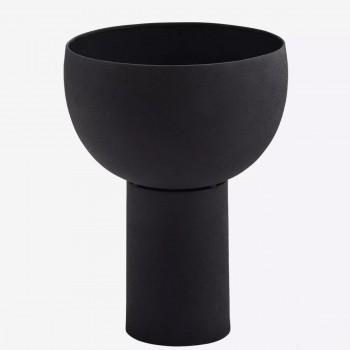 Uniquewise Pot de plante de table en métal noir contemporain avec