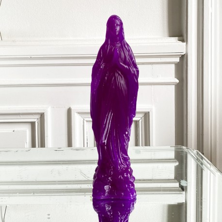 Bougie couleur ivoire avec motif Apparition de Lourdes - Lueur sacrée et  dévotion