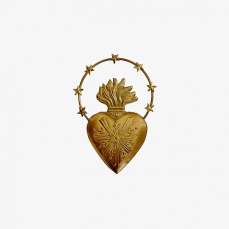 Votive heart with roses - Gold or silver plated Ex Voto
