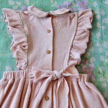 velvet apron dress with ruffles